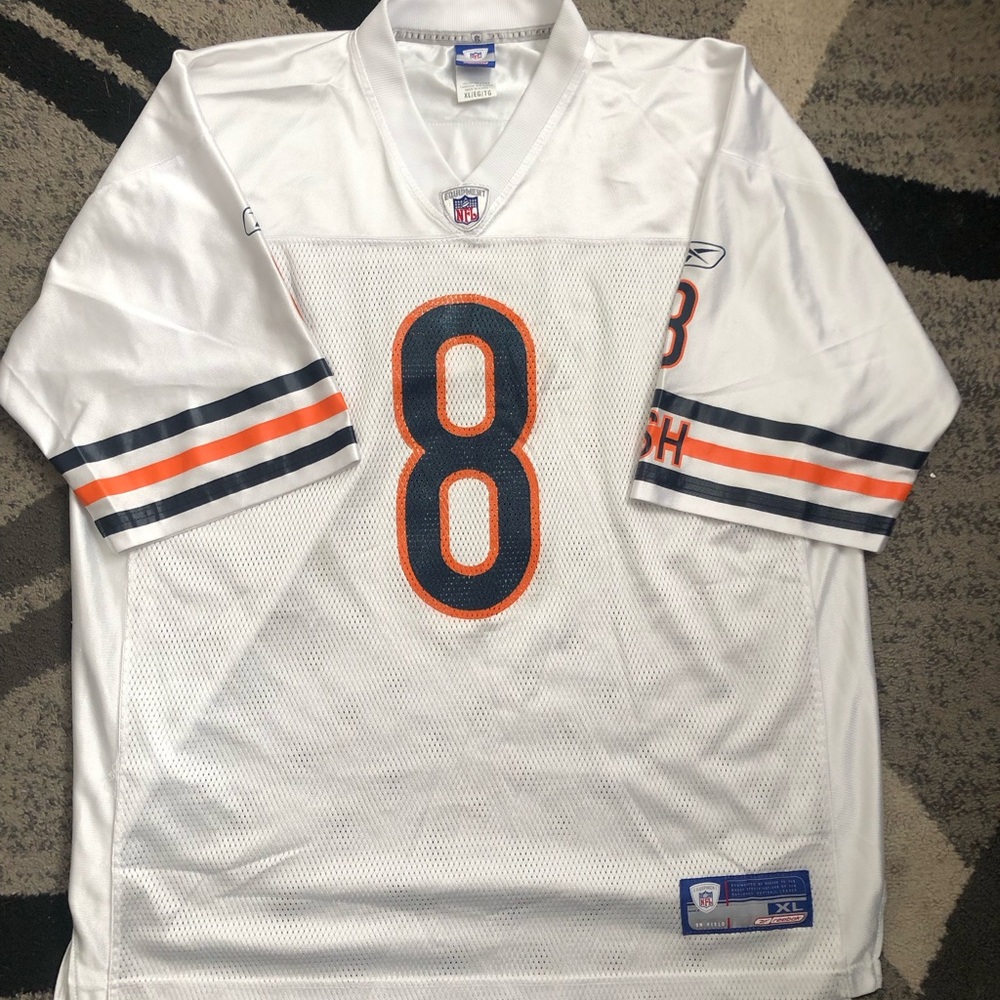 Reebok White Chicago Bears #8 Football Jersey with Navy and Orange Trim